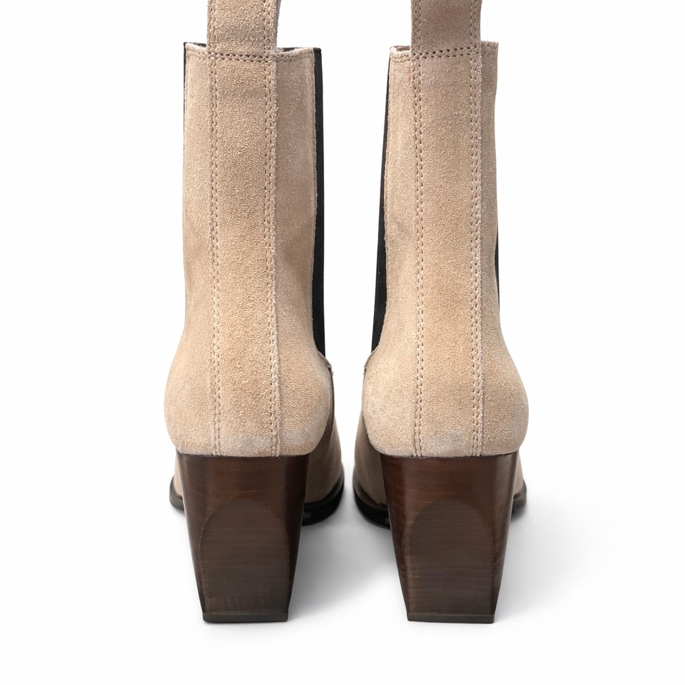AllSaints Ria Suede Ankle Boots Sz 8 EU 38 Beige Chelsea Pointed Toe NEW - Picture 3 of 6